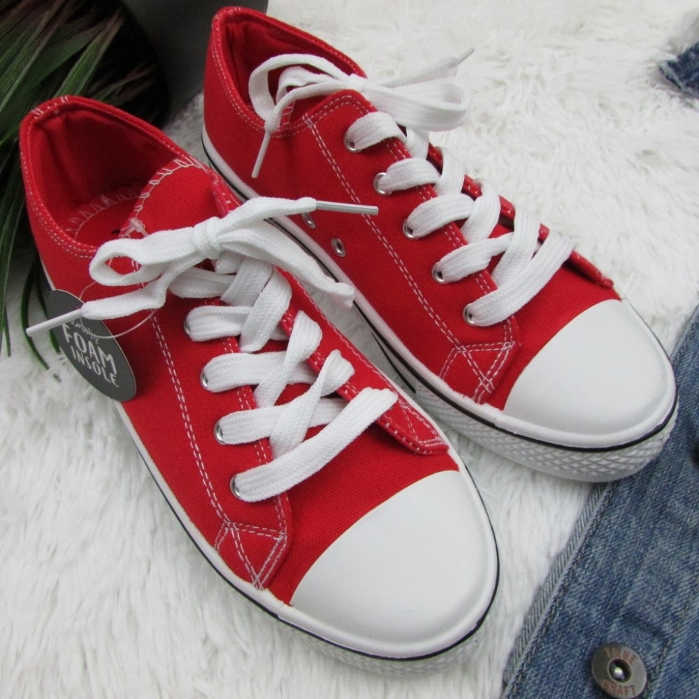 Streetwear Society Low Top Red Canvas Sneakers - Picture 5 of 6